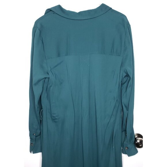Boden Long Sleeve Maxi Dress Womens 12 R Green Collared Pullover Pocket *No Tie* - Picture 8 of 16